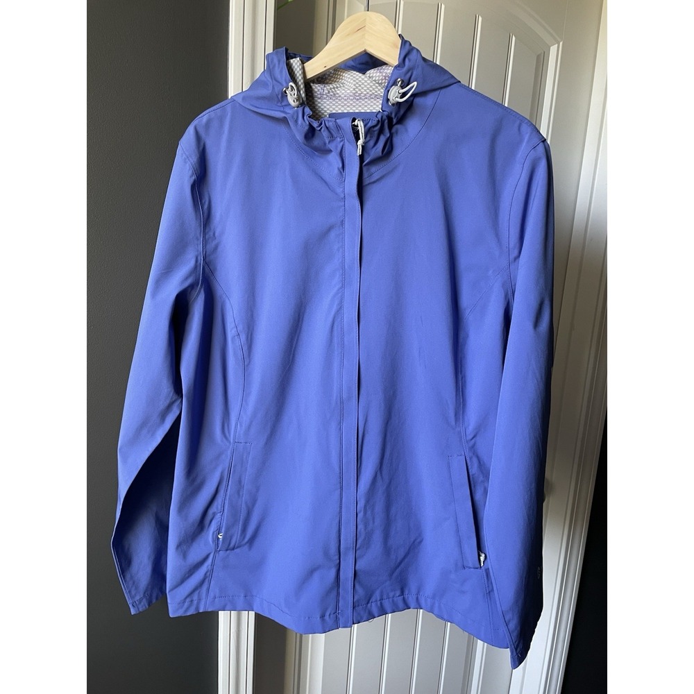 Free Country Women's Windbreaker Jacket Blue XL Hooded Zip Zipped Pockets